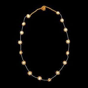 Dainty gold beaded pearl choker necklace handmade in Mexico